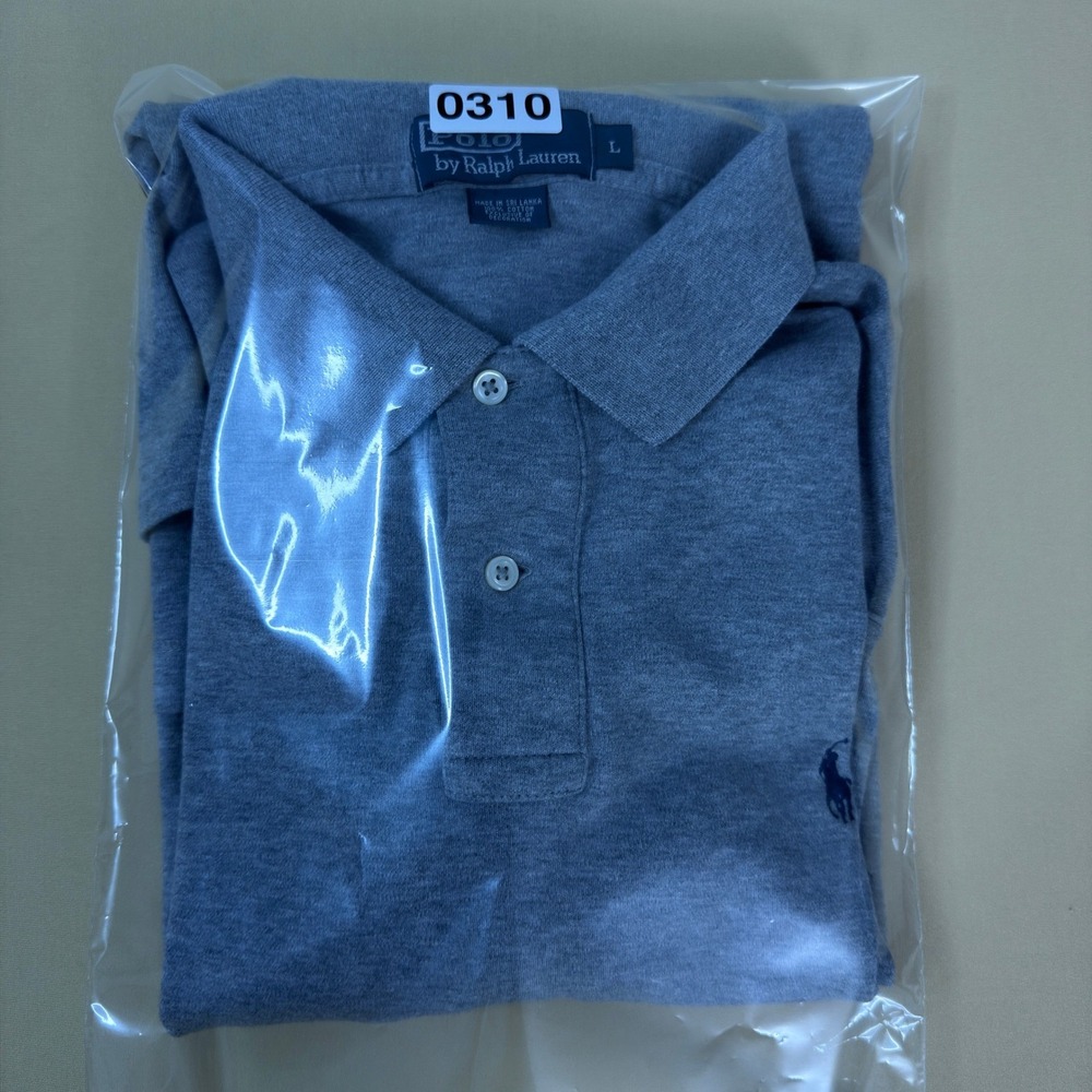 Polo Ralph Lauren Mens Large Tall Grey Long Sleeve Mesh Polo Shirt Classic Fit L - Picture 10 of 10